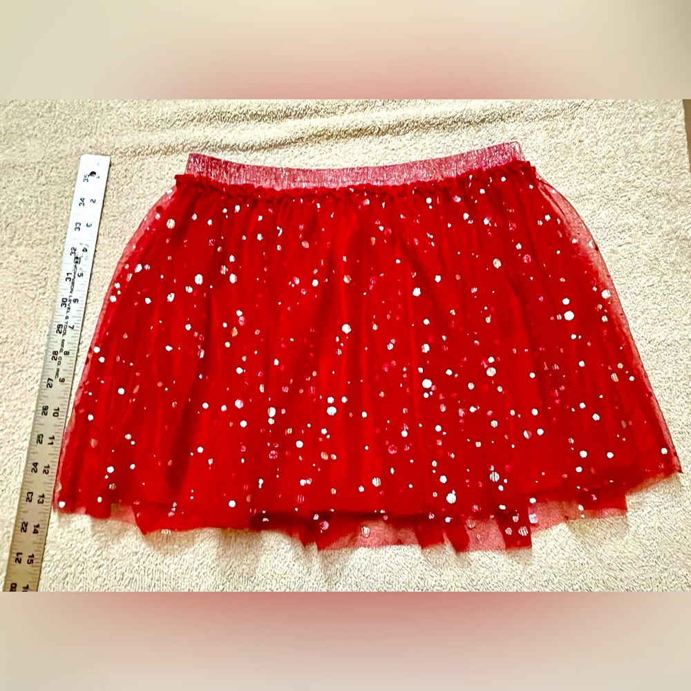 Holiday time red‎ silver dance costume skirt 14-16XL